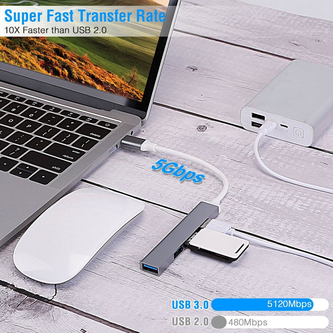 Type C to USB 3.0 Hub USB-C 4 Port USB C Adapter Expander Multi Splitter for Macbook PC Mac iPad Image 3