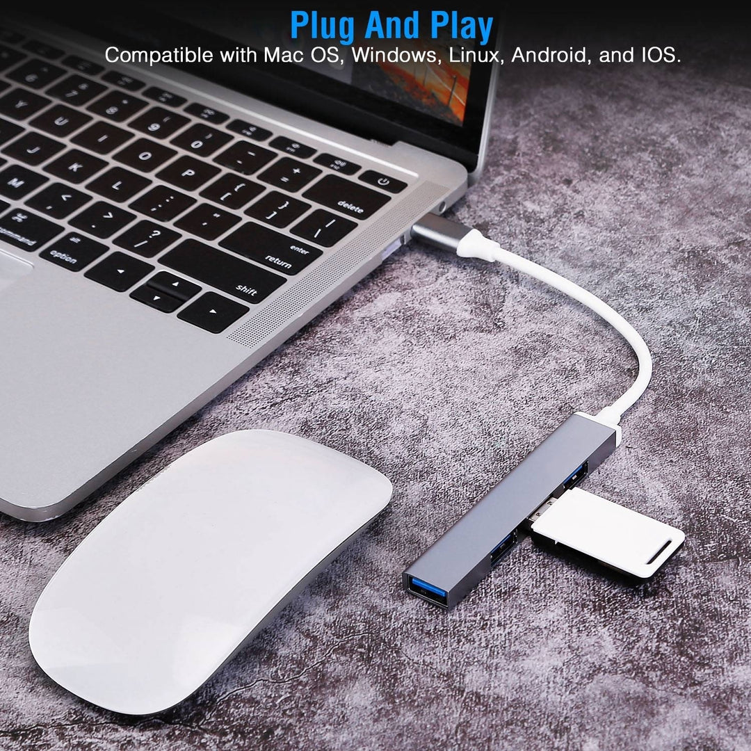 Type C to USB 3.0 Hub USB-C 4 Port USB C Adapter Expander Multi Splitter for Macbook PC Mac iPad Image 4