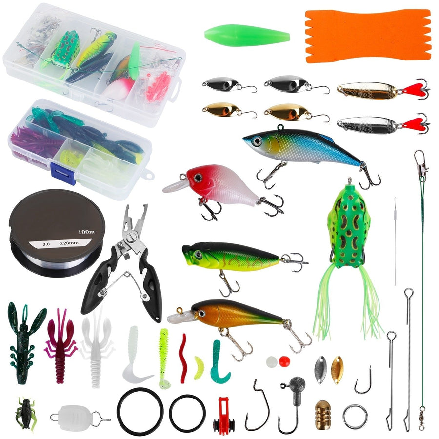 383pcs Fishing Lures Kit Tackle Box Soft Plastic Worms Crankbaits Bass Multi-Color Image 1