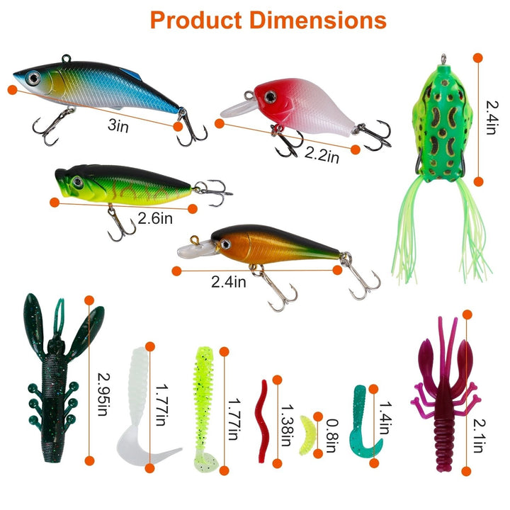 383pcs Fishing Lures Kit Tackle Box Soft Plastic Worms Crankbaits Bass Multi-Color Image 4