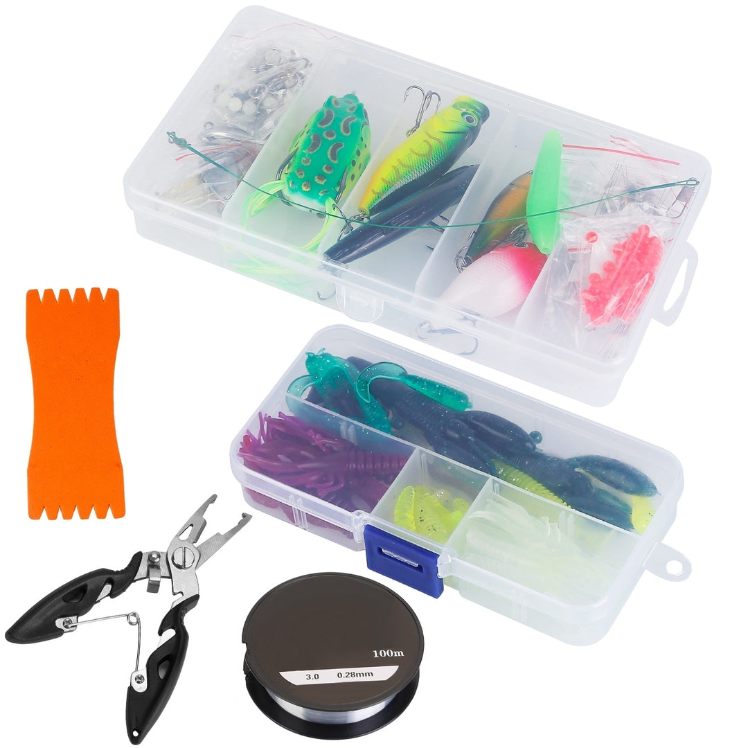 383pcs Fishing Lures Kit Tackle Box Soft Plastic Worms Crankbaits Bass Multi-Color Image 9