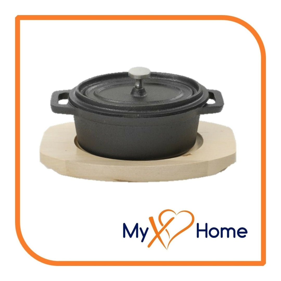 0.35 Qt Oval Cast Iron w/Handles and Wooden Base by MyXOHome Image 1
