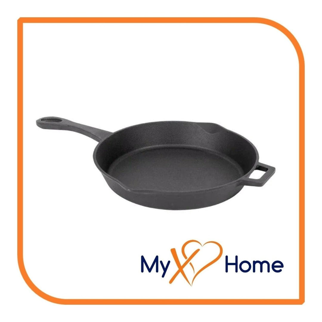 10 1/4" Pre-Seasoned Round Cast Iron Skillet with Helper Handle by MyXOHome Image 2