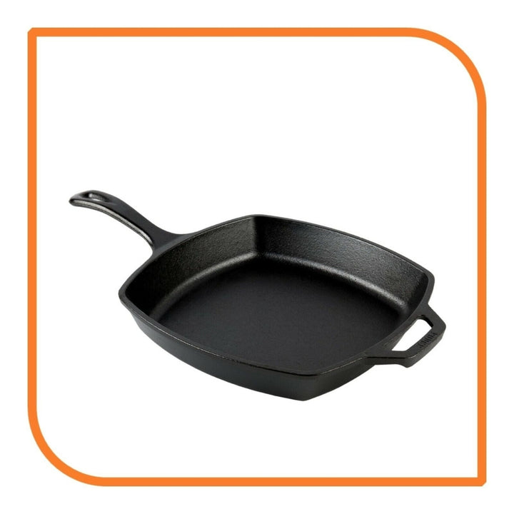 10 1/2" Square Pre-Seasoned Cast Iron Skillet with Helper Handle by MyXOHome Image 6