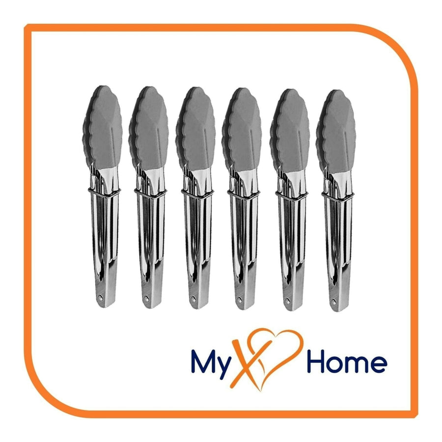 7" Gray Silicone Tongs by MyXOHome (1 2 4 or 6 Tongs) Image 1