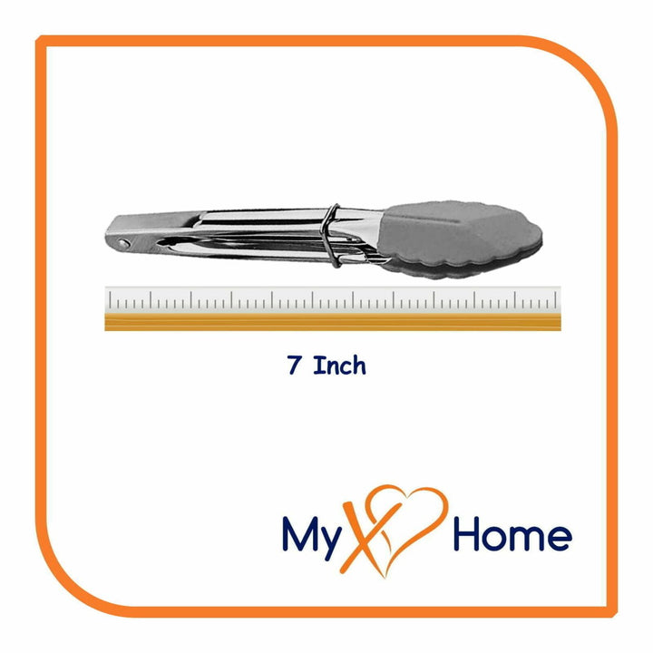 7" Gray Silicone Tongs by MyXOHome (1 2 4 or 6 Tongs) Image 9