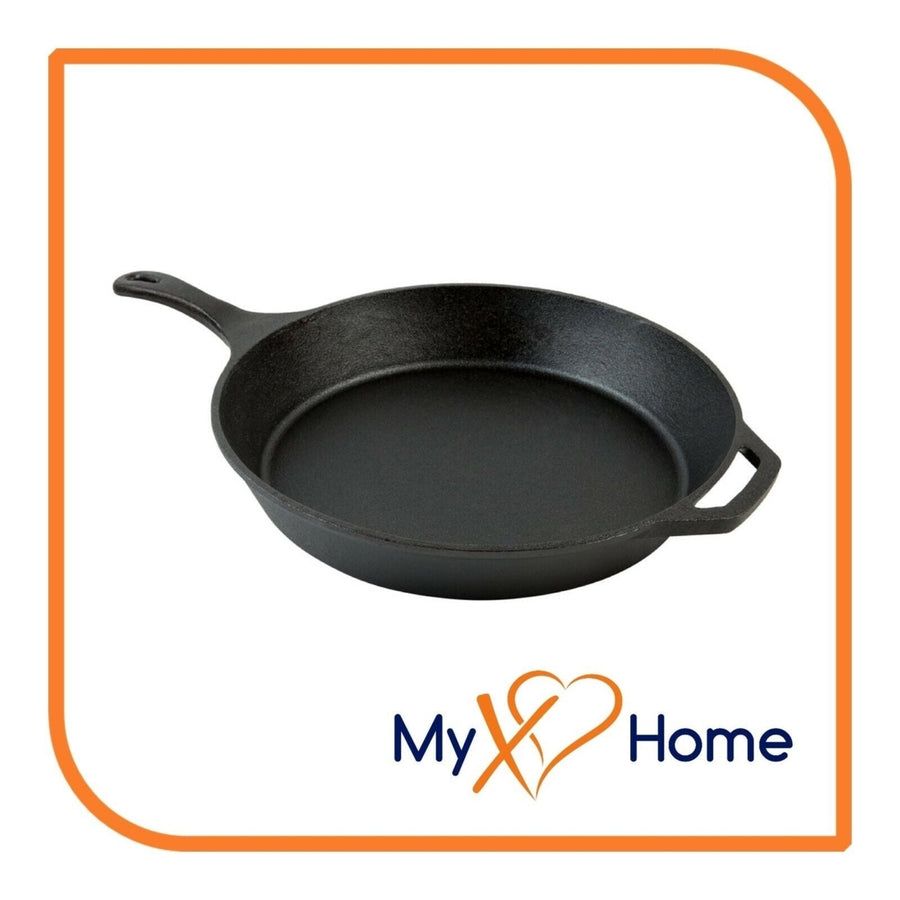 15" Round Pre-Seasoned Cast Iron Skillet with Helper Handle by MyXOHome Image 1