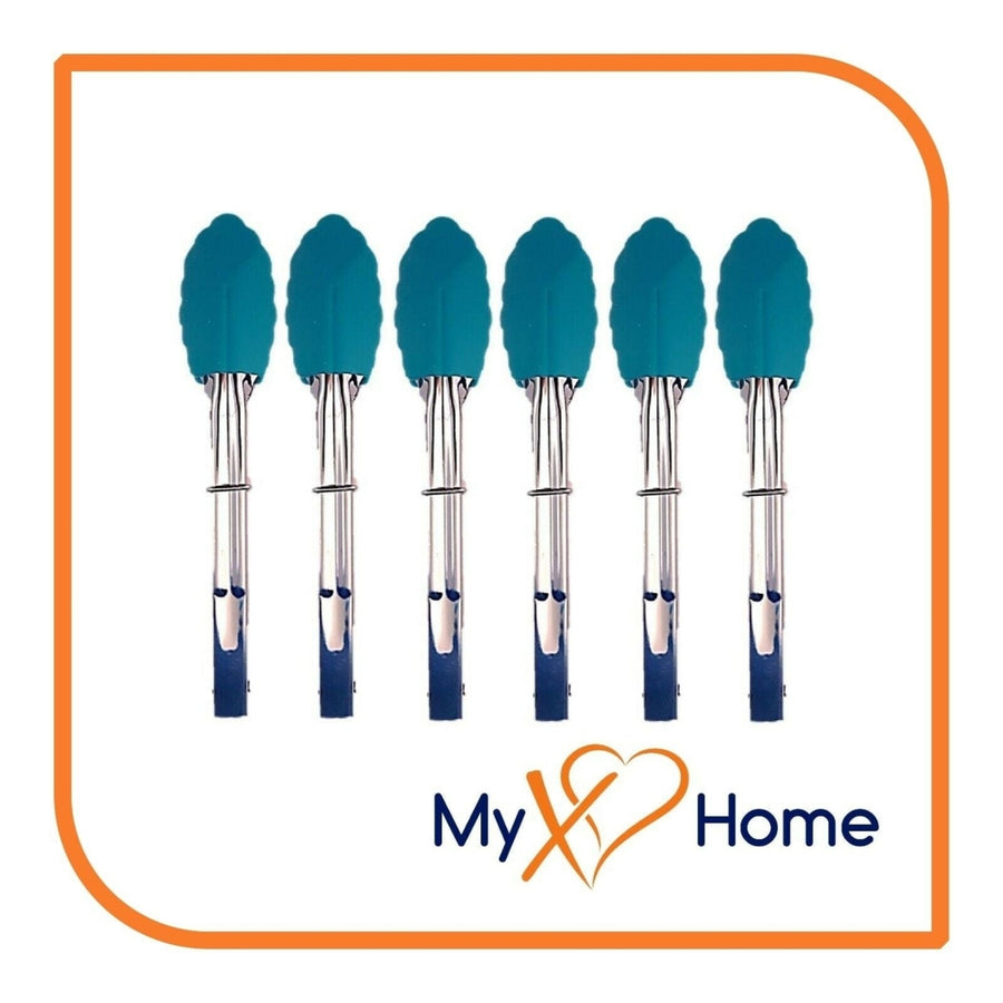 7" Light Blue Silicone Tongs by MyXOHome (1 2 4 or 6 Tongs) Image 1