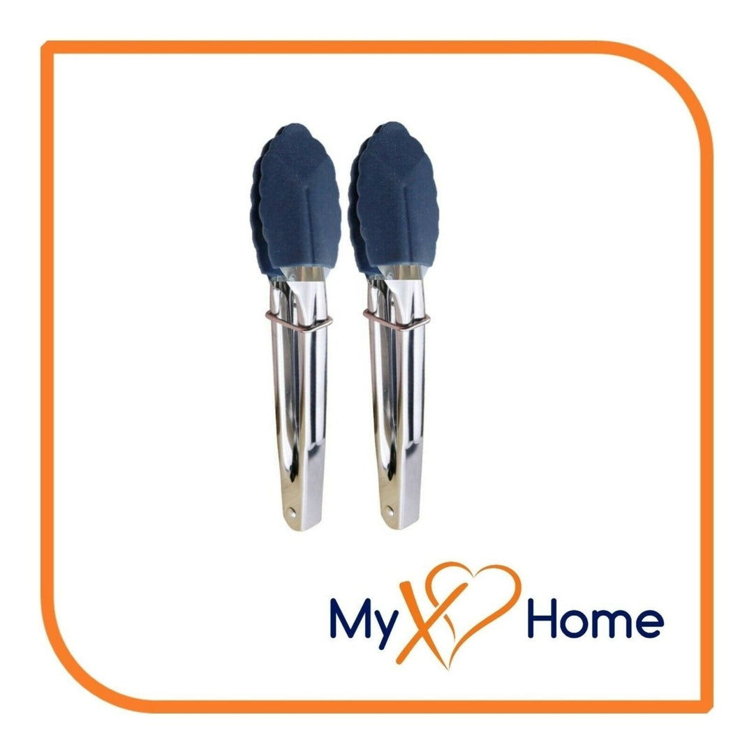 7" Navy Blue Silicone Tongs by MyXOHome (1 2 4 or 6 Tongs) Image 1