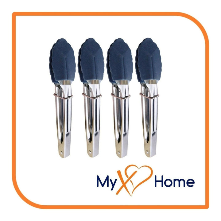 7" Navy Blue Silicone Tongs by MyXOHome (1 2 4 or 6 Tongs) Image 1