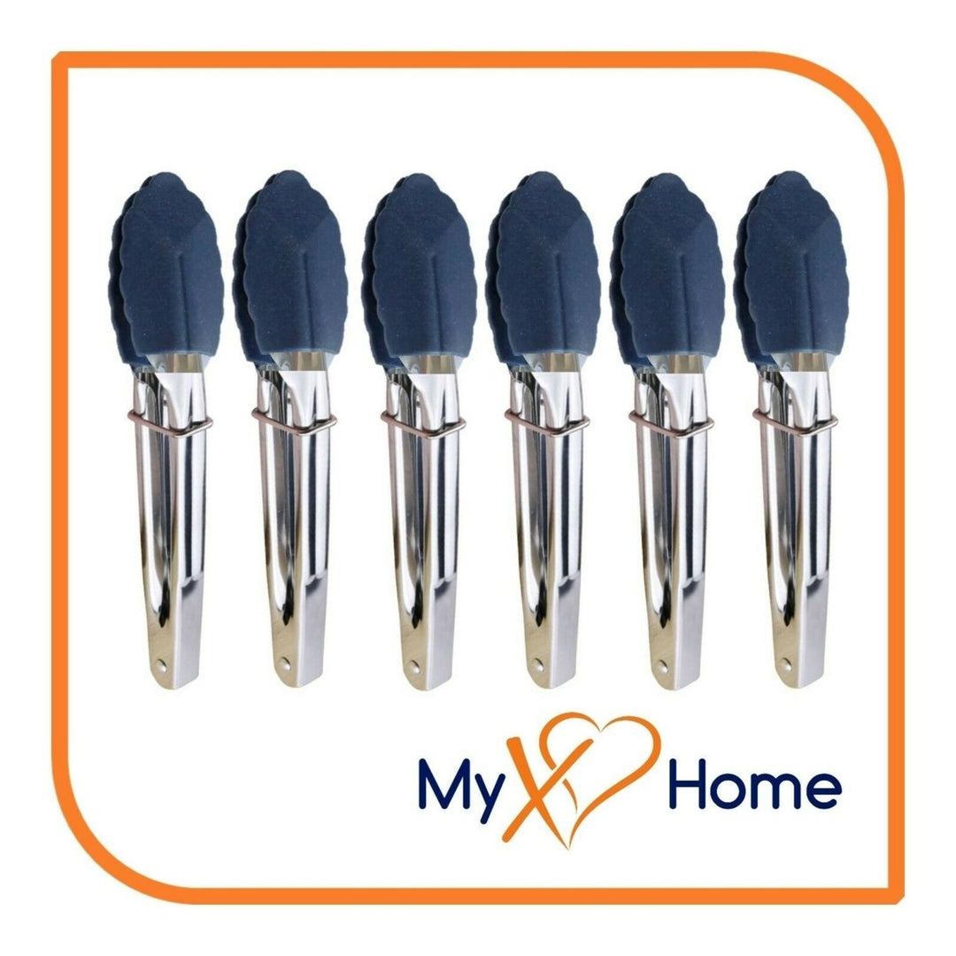 7" Navy Blue Silicone Tongs by MyXOHome (124 or 6 Tongs) Image 1