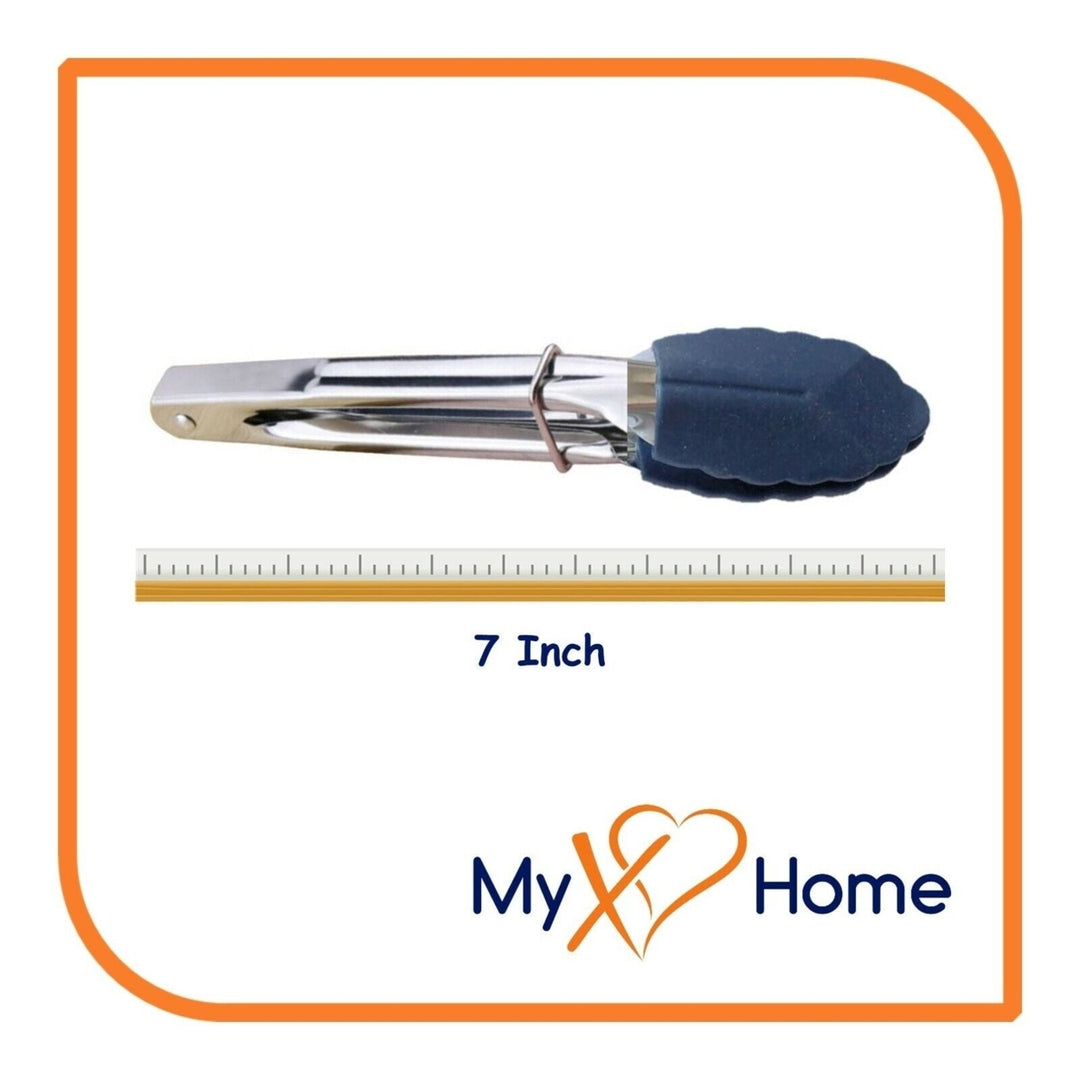 7" Navy Blue Silicone Tongs by MyXOHome (124 or 6 Tongs) Image 9