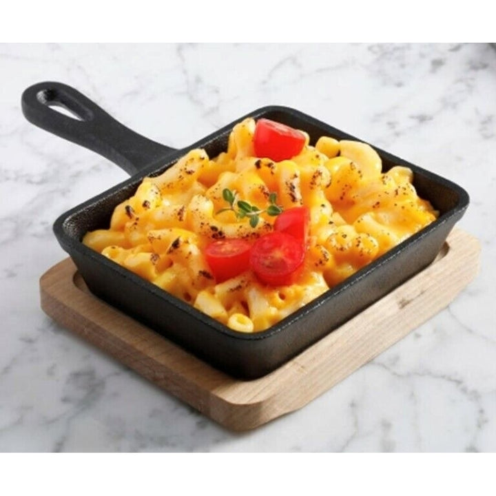 5" x 4" Rectangular Cast Iron Frying Pan / Skillet with Wooden Base by MyXOHome Image 4