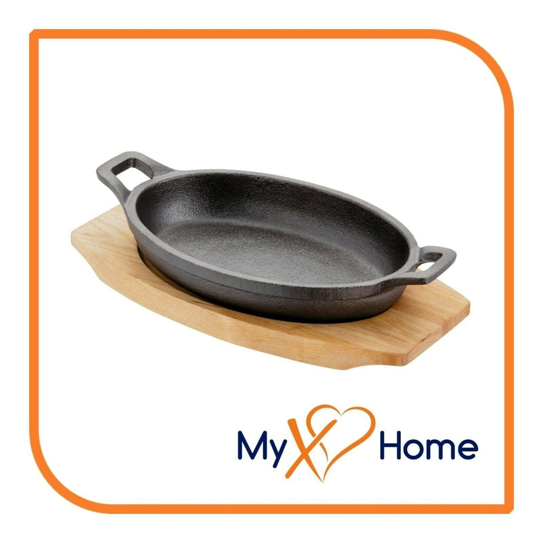 6-3/4" x 4-1/2" Oval Cast Iron Frying Pan / Skillet with Handles by MyXOHome Image 2