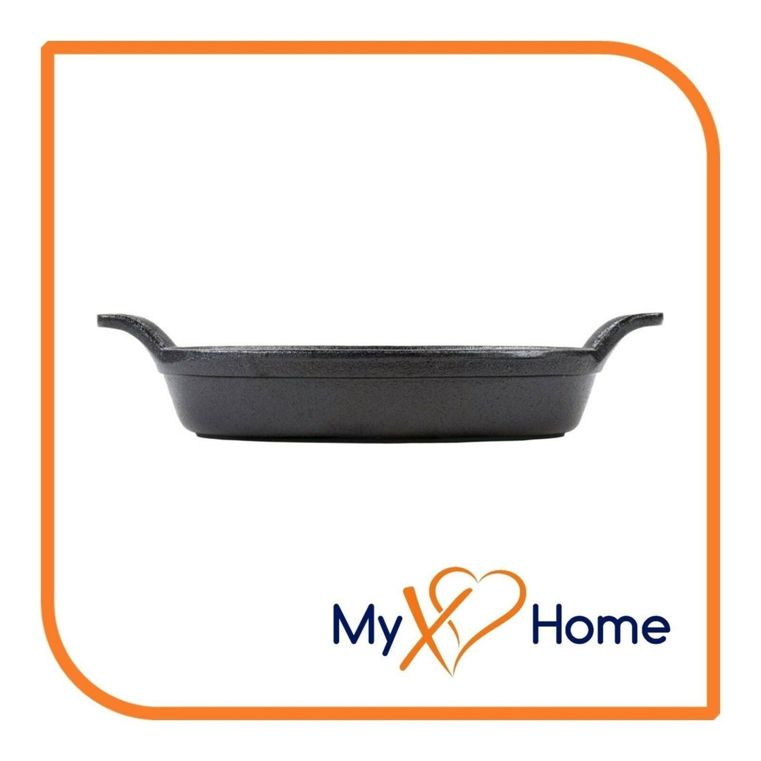 6-3/4" x 4-1/2" Oval Cast Iron Frying Pan / Skillet with Handles by MyXOHome Image 3