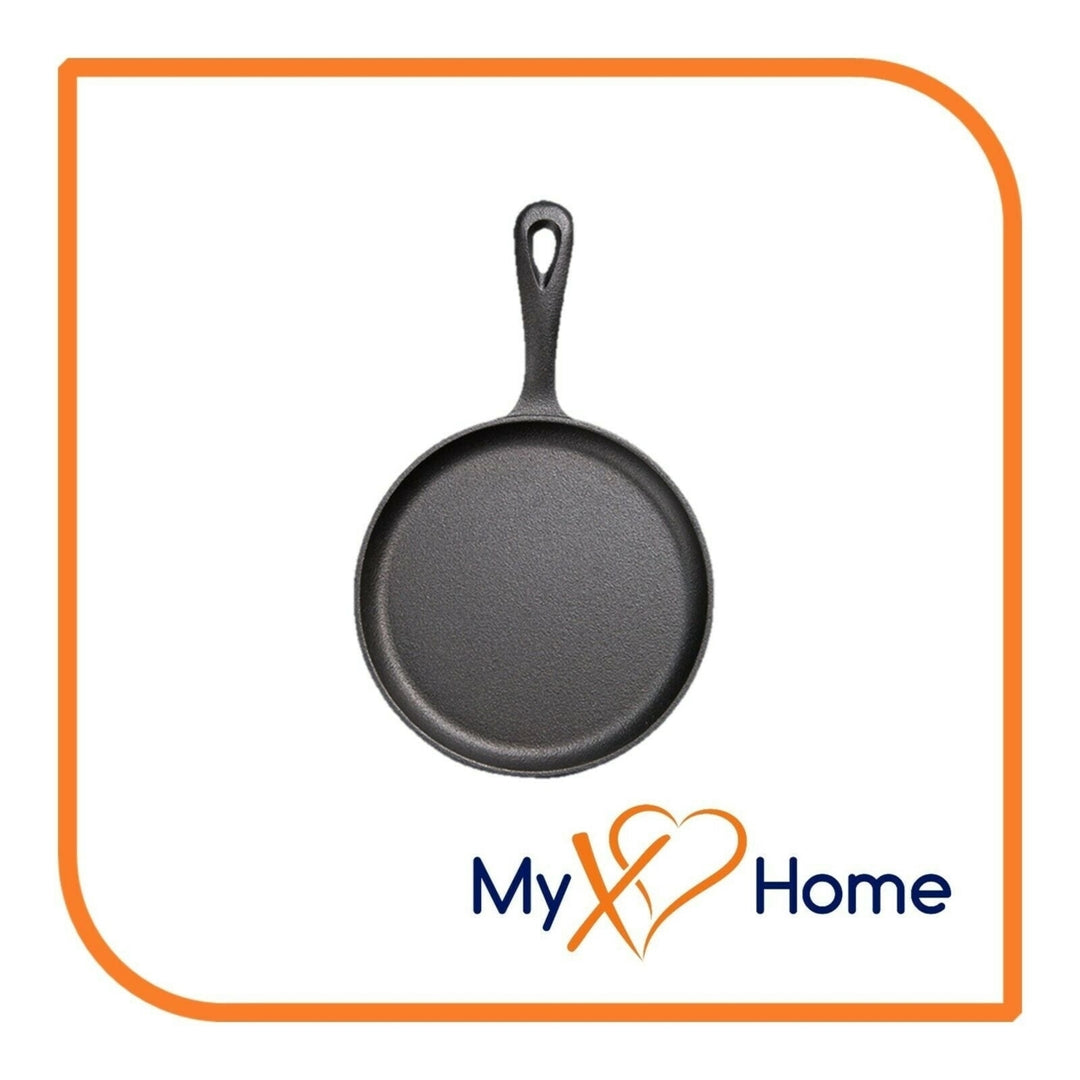 6.25" Shallow Round Cast Iron Frying Pan / Skillet with Handle by MyXOHome Image 3