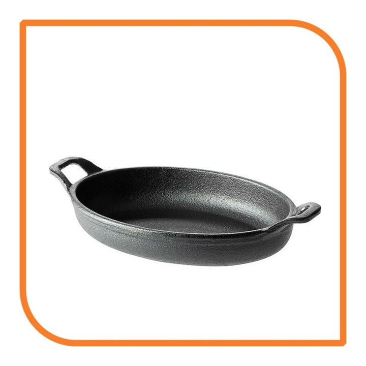 6-3/4" x 4-1/2" Oval Cast Iron Frying Pan / Skillet with Handles by MyXOHome Image 6