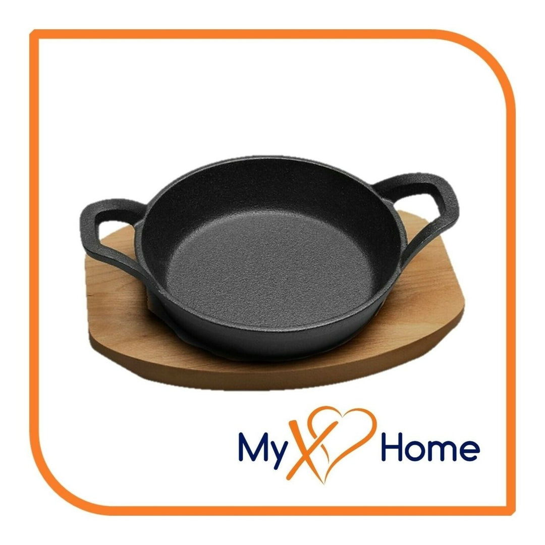 7" Round Cast Iron Skillet with Handles and Wooden Base by MyXOHome Image 4