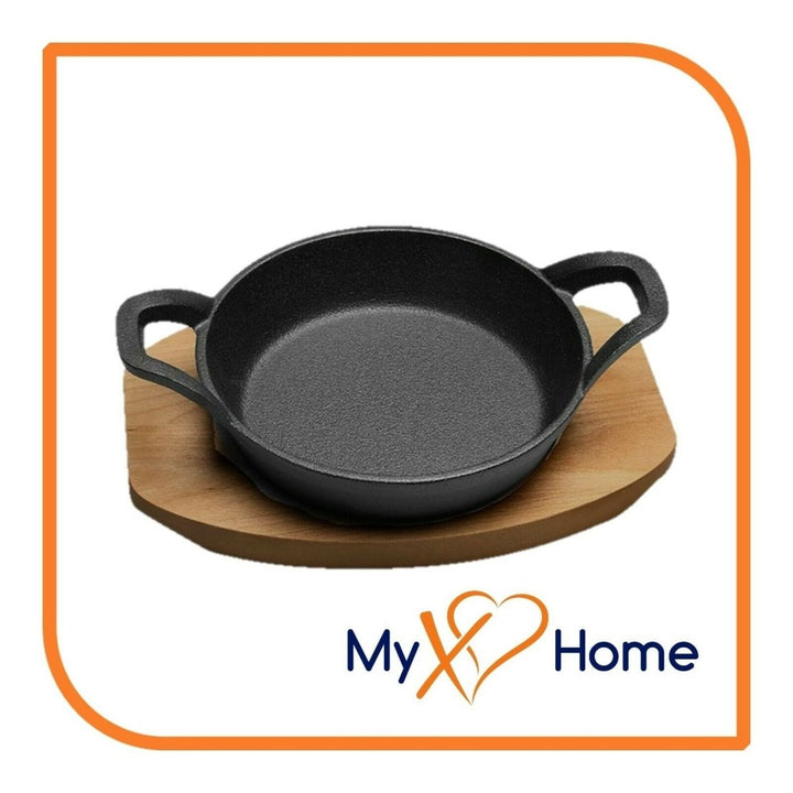 7" Round Cast Iron Skillet with Handles and Wooden Base by MyXOHome Image 4