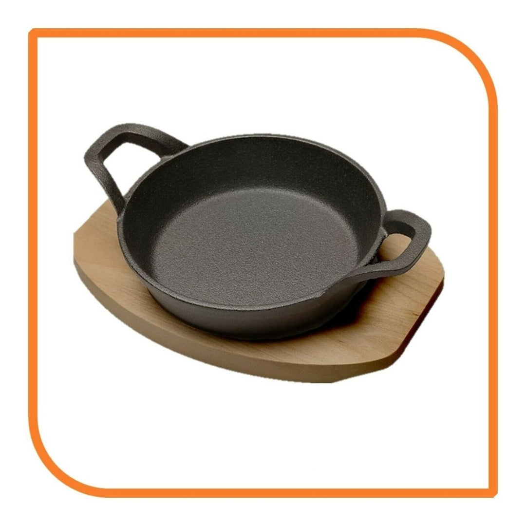 7" Round Cast Iron Skillet with Handles and Wooden Base by MyXOHome Image 9