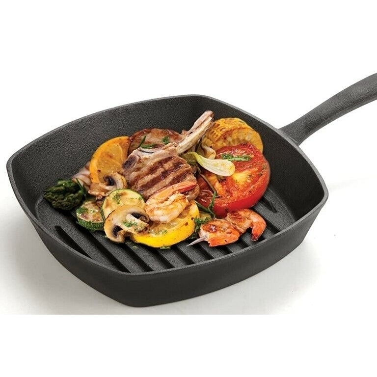 8" Square Cast Iron Grill Skillet with Handle by MyXOHome Image 4