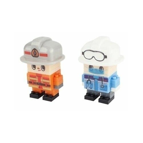 Fireman and Paramedic 2 pcs Petit Block from Daiso Japan Image 1