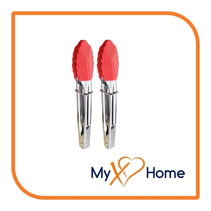 7" Red Silicone Tongs by MyXOHome (1 2 4 or 6 Tongs) Image 1