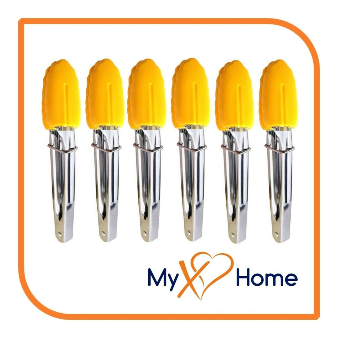 7" Yellow Silicone Tongs by MyXOHome (124 or 6 Tongs) Image 1