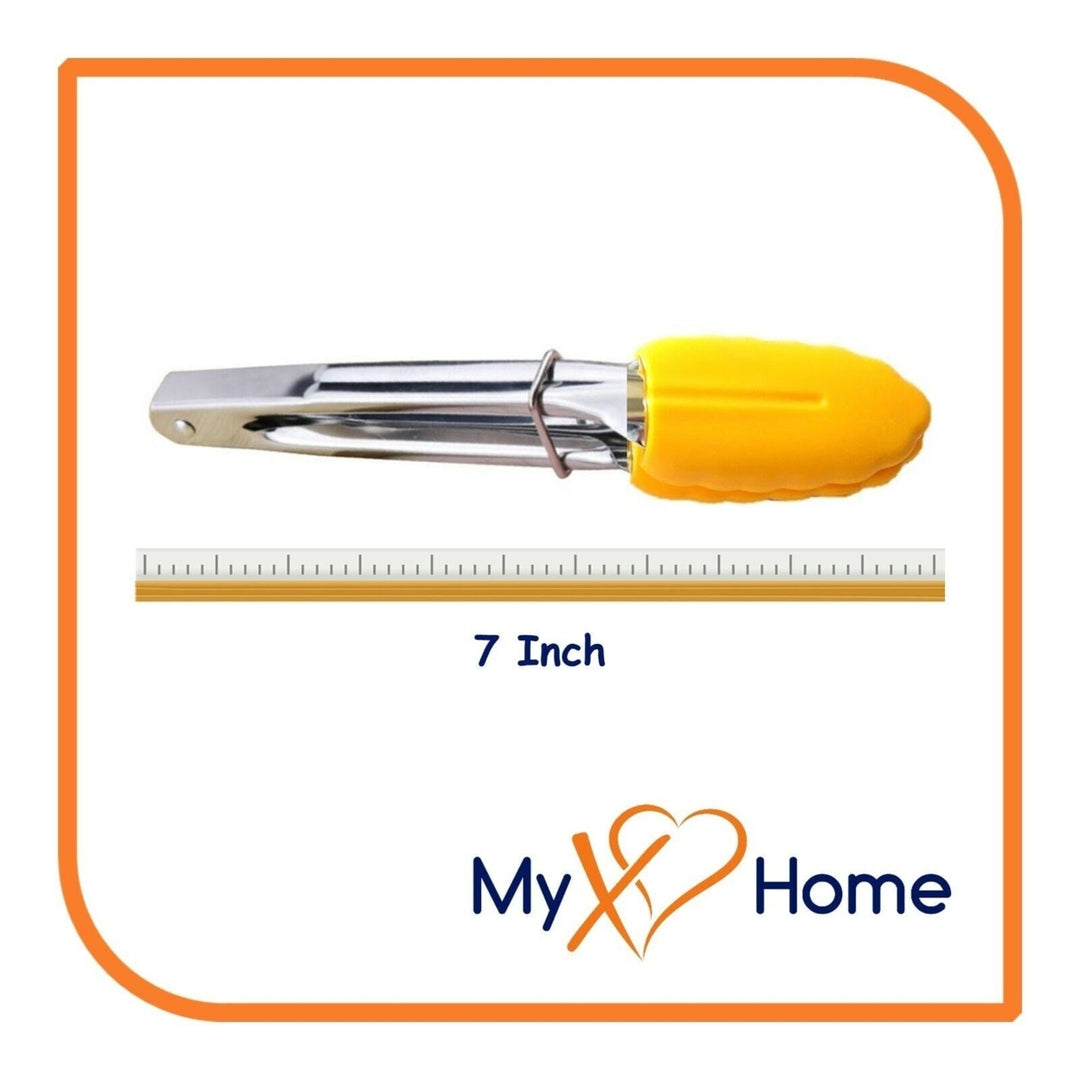 7" Yellow Silicone Tongs by MyXOHome (124 or 6 Tongs) Image 9