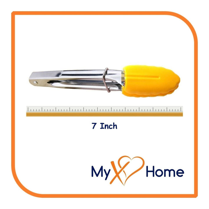 7" Yellow Silicone Tongs by MyXOHome (124 or 6 Tongs) Image 9