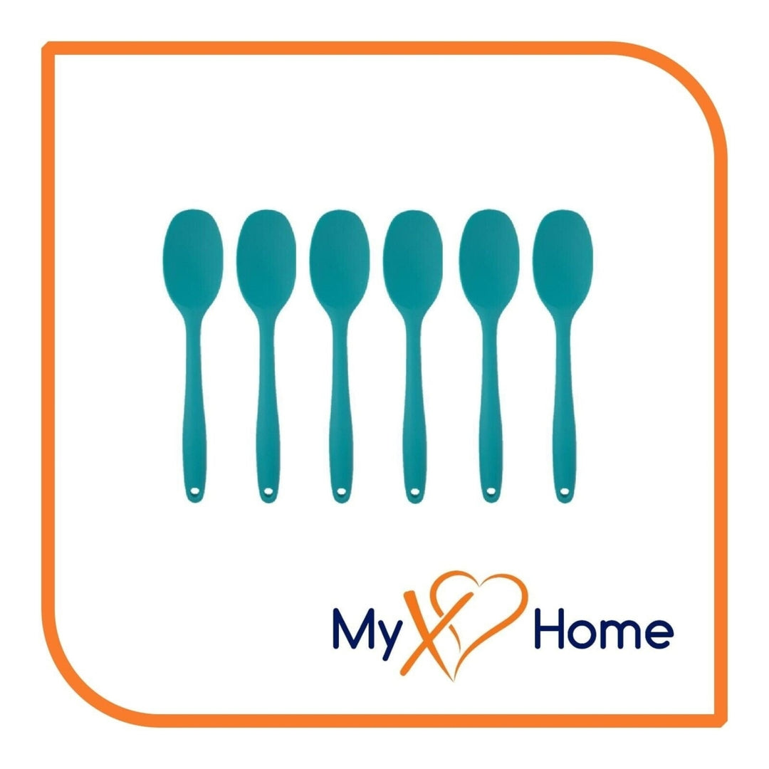 8" Light Blue Silicone Spoon by MyXOHome (1 2 4 or 6 Spoons) Image 4