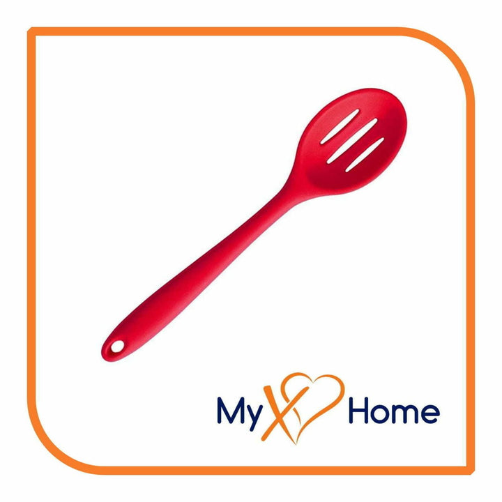 8" Red Silicone Slotted Spoon by MyXOHome (1 2 4 or 6 Slotted Spoons) Image 2