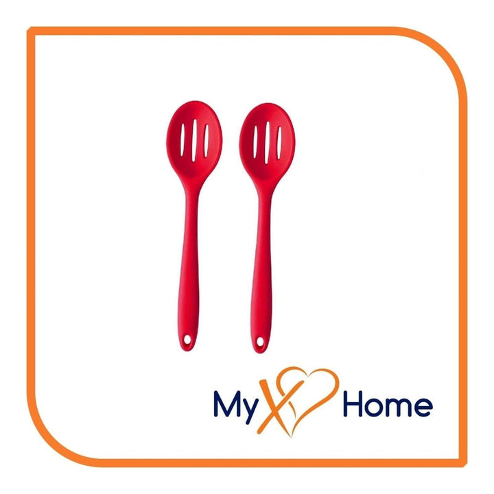 8" Red Silicone Slotted Spoon by MyXOHome (1 2 4 or 6 Slotted Spoons) Image 3