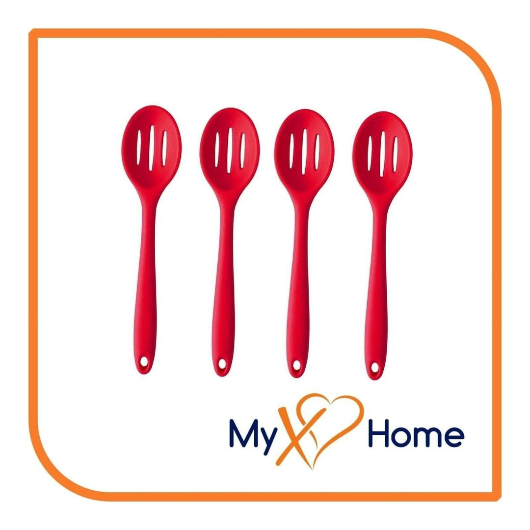 8" Red Silicone Slotted Spoon by MyXOHome (1 2 4 or 6 Slotted Spoons) Image 4