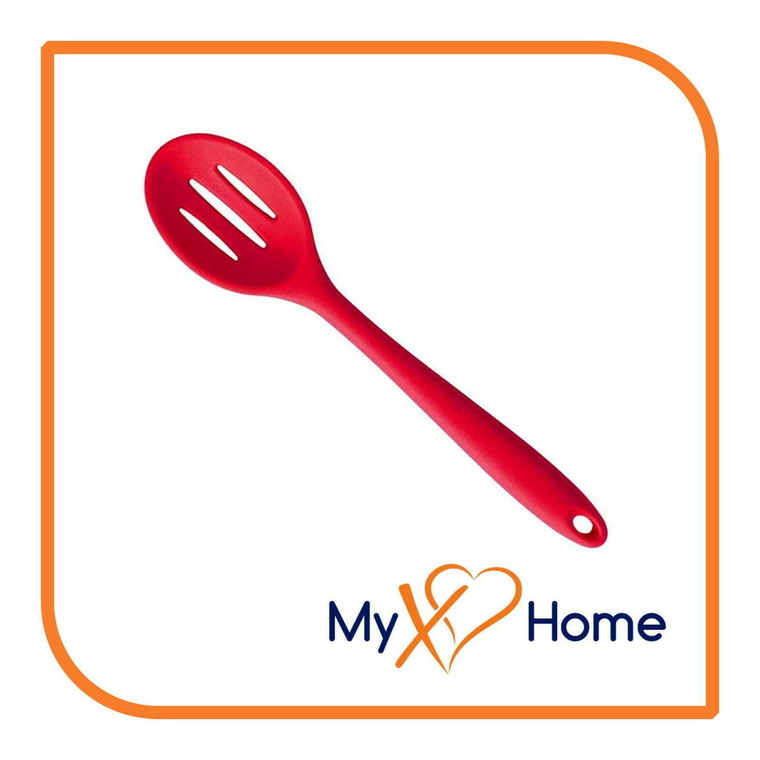 8" Red Silicone Slotted Spoon by MyXOHome (1 2 4 or 6 Slotted Spoons) Image 7