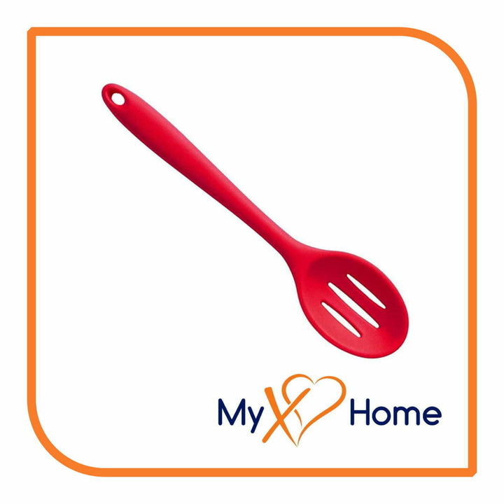 8" Red Silicone Slotted Spoon by MyXOHome (1 2 4 or 6 Slotted Spoons) Image 8