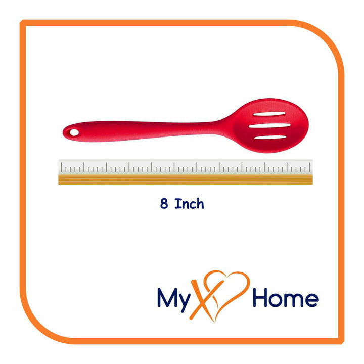 8" Red Silicone Slotted Spoon by MyXOHome (1 2 4 or 6 Slotted Spoons) Image 9