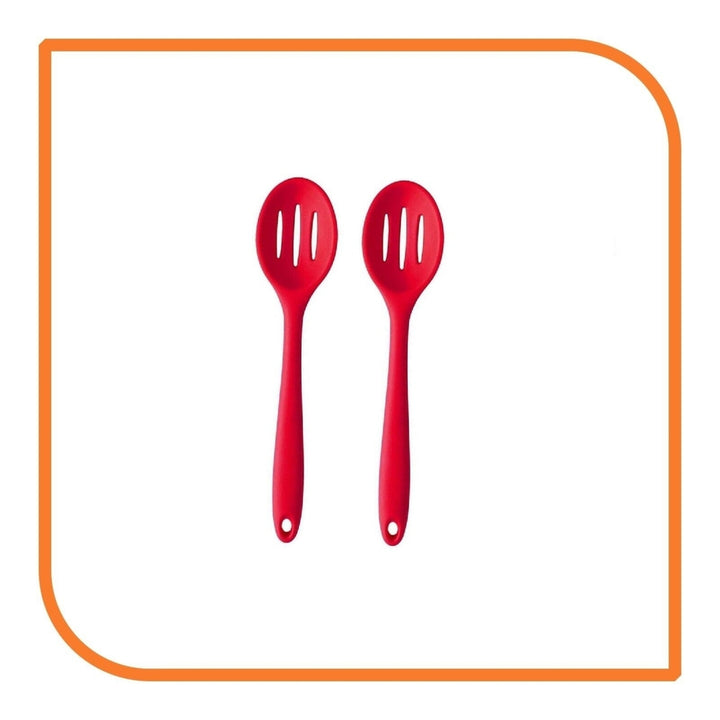 8" Red Silicone Slotted Spoon by MyXOHome (1 2 4 or 6 Slotted Spoons) Image 12