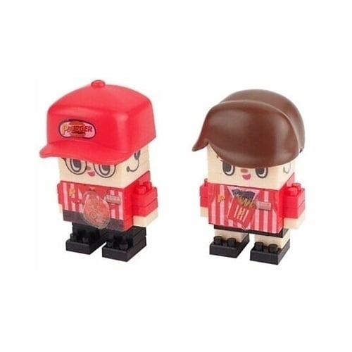 Male and Female Food Clerks 2 pcs Petit Block from Daiso Japan Image 1