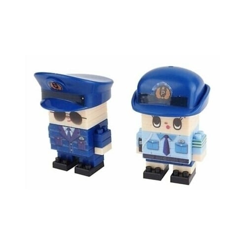 Policeman and Policewoman 2 pcs Petit Block from Daiso Japan Image 1