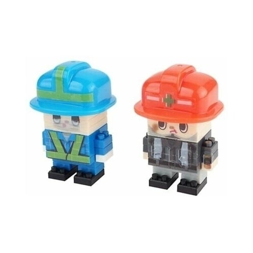 Traffic Controller and Construction Worker 2 pcs Petit Block from Daiso Japan Image 1