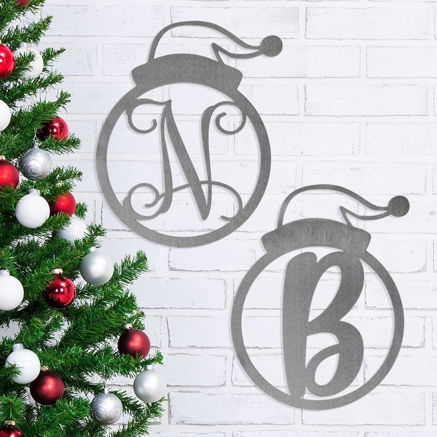 Santa Hat Monogram - Personalized Christmas Decorations for Wall or Door Image 1