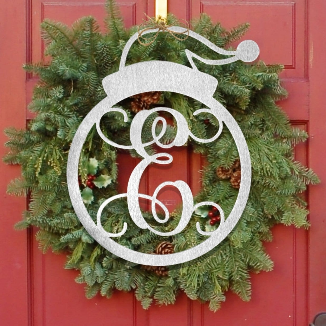 Santa Hat Monogram - Personalized Christmas Decorations for Wall or Door Image 3