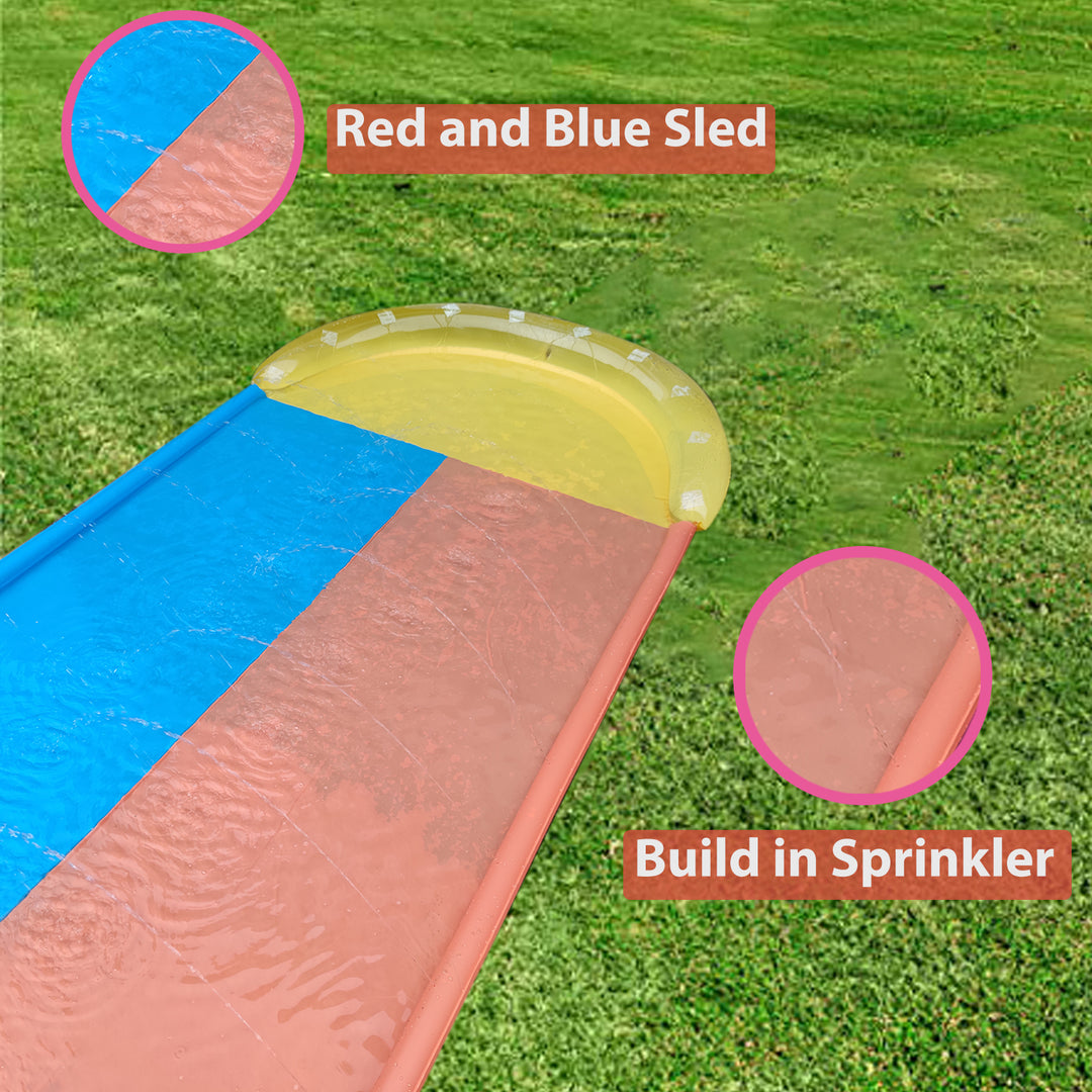 Dimple Inflatable Water Slide 16ft with 2 Bodyboards and Built-in Sprinkler Image 2