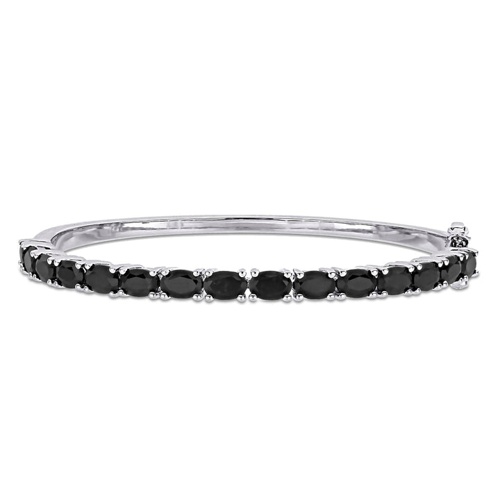 9.00 Carat (ctw) Oval-Cut Black Sapphire Bracelet Bangle in Sterling Silver (7.50 Inches) Image 1