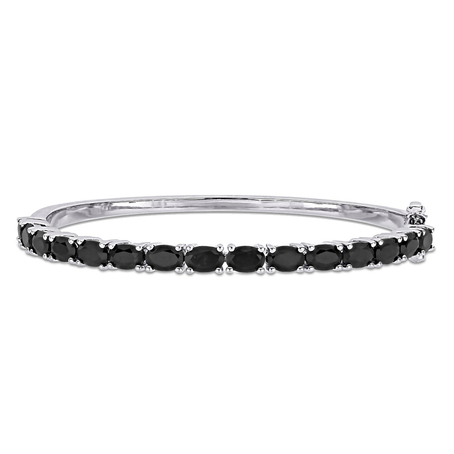 9.00 Carat (ctw) Oval-Cut Black Sapphire Bracelet Bangle in Sterling Silver (7.50 Inches) Image 1