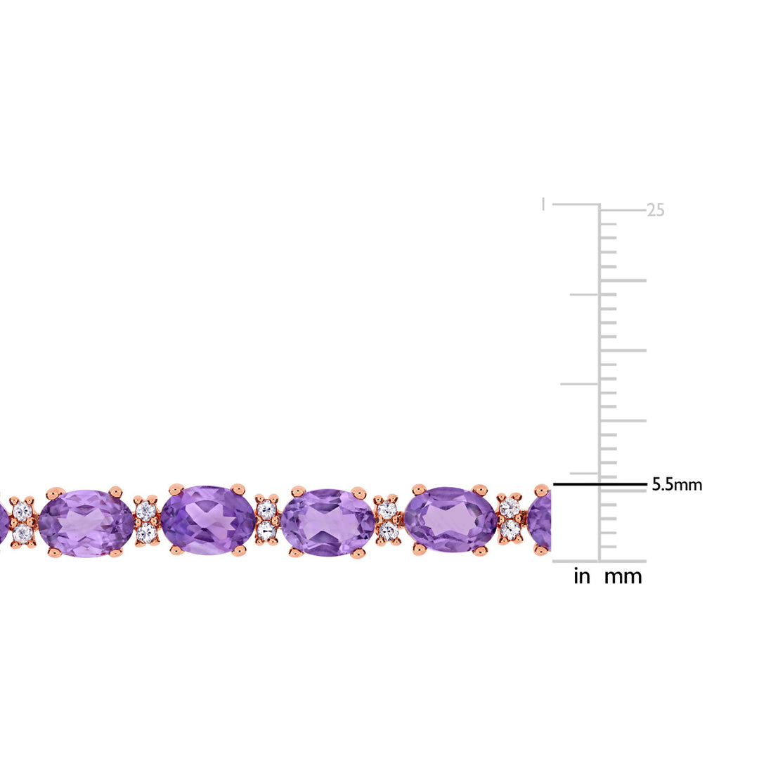 14.50 Carat (ctw) Amethyst and White Sapphire Tennis Bracelet in Rose Plated Sterling Silver Image 3
