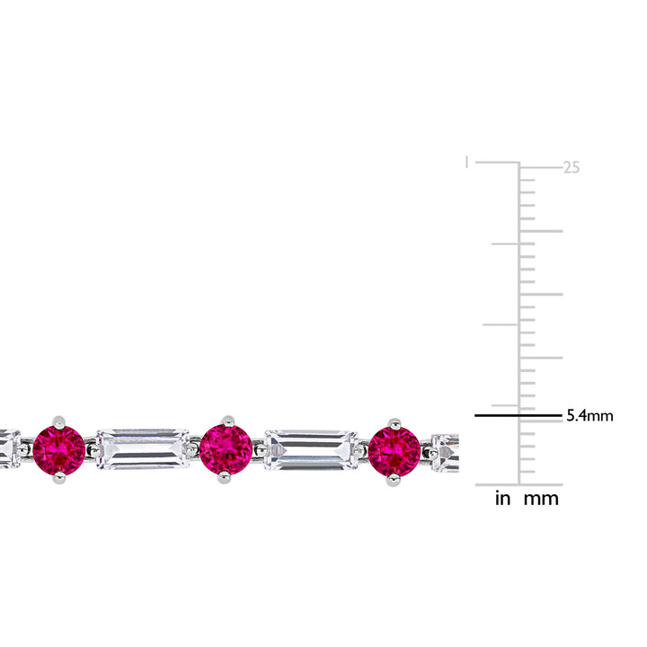 13.00 Carat (ctw) Lab-Created Ruby and White Sapphire Tennis Bracelet in Sterling Silver (7.25 Inches) Image 3