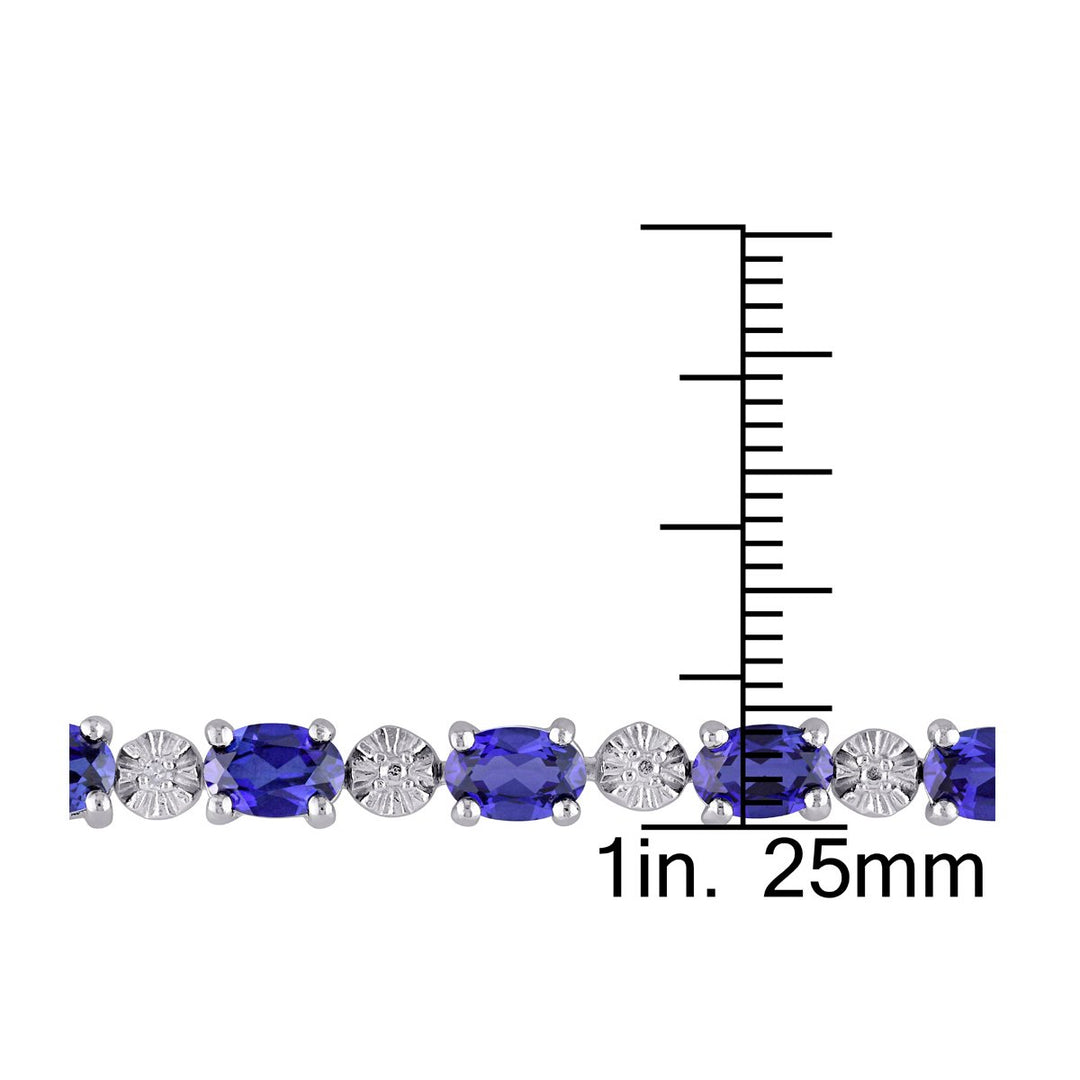 9.50 Carat (ctw) Lab-Created Blue Sapphire Bracelet in Sterling Silver with Accent Diamonds (7.25 Inches) Image 2