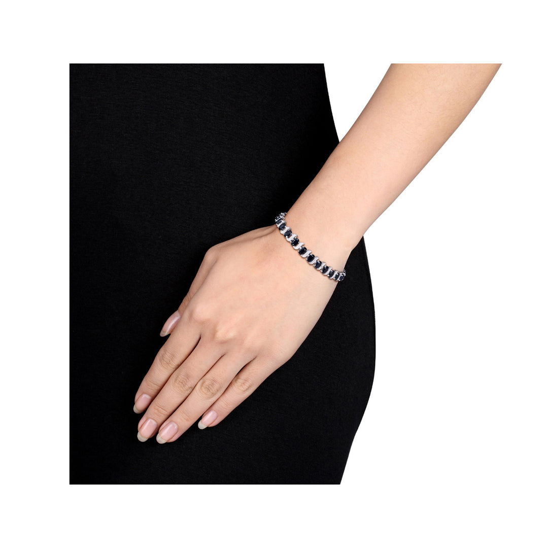 14.75 Carat (ctw) Black Sapphire Bracelet in Sterling Silver (7 Inches) Image 4